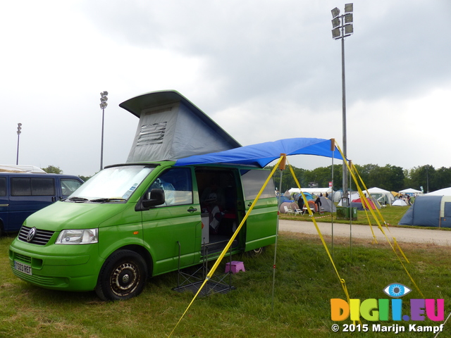 FZ016011 Campervan on Rock im Revier campsite